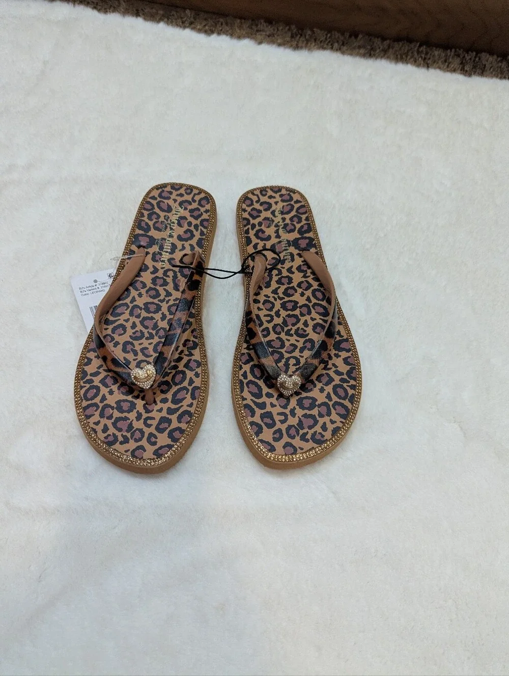 Juicy Couture Y2K Leopard Print Flip Flops